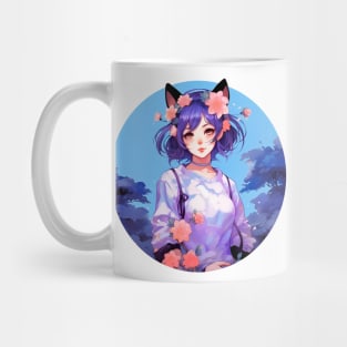 Cat girl digital anime painting Mug